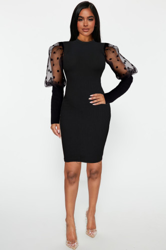 Sexy Perspective Mesh Pit Slim Dress Nightclub Dress