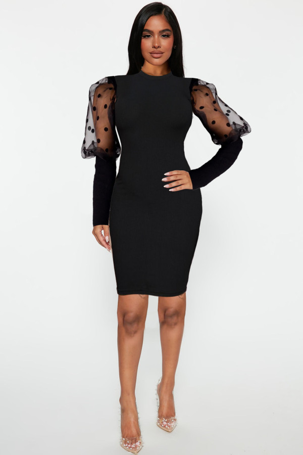 Sexy Perspective Mesh Pit Slim Dress Nightclub Dress