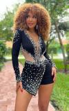 Sexy slim round neck pullover split sweater dress