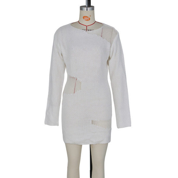 Sexy hollow design knitted dress