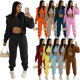 Hooded sports and leisure suit with fleece sweater (three-piece suit)