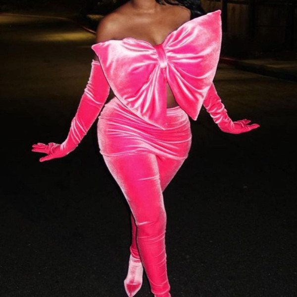 Big Butterfly Dew Back Top Half Skirt Two piece Slim Fit Set