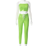 Gilded chest wrapped fishbone waist strap leggings casual suit