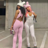 Autumn V-neck sexy slim yoga backless jumpsuit