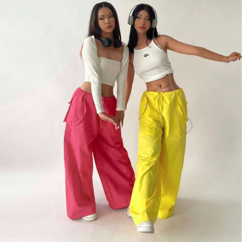 Knitted lace loose straight overalls Autumn women's large women's wide leg casual pants