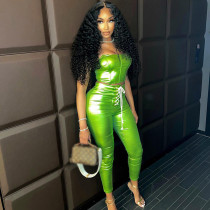 Gilded chest wrapped fishbone waist strap leggings casual suit