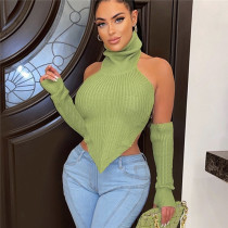 Fashion Versatile High Neck Neck Open Back Slim Fit Woolen Shirt Fashion Versatile High Neck Neck Open Back Slim Fit Woolen Shirt