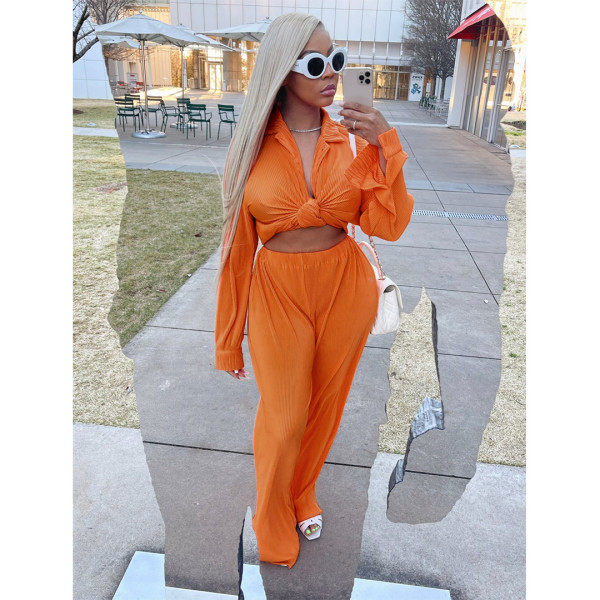 Women's sexy, fashionable and comfortable pleated cloth leggings wide leg pants suit
