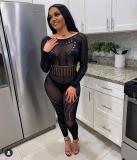 Women's sexy hollow mesh sexy nightwear nightclub lace sexy underwear jumpsuit