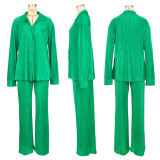 Women's sexy, fashionable and comfortable pleated cloth leggings wide leg pants suit