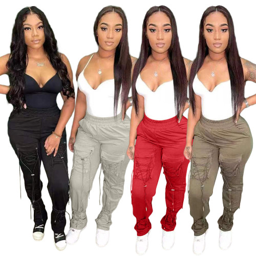 Autumn and winter personalized casual multi strap overalls
