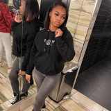 Sexy open navel letters printed hoodie women's long sleeves