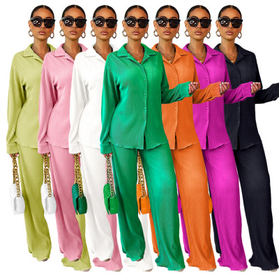 Women's sexy, fashionable and comfortable pleated cloth leggings wide leg pants suit