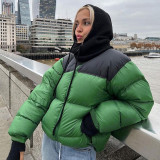 Tidal color contrast cotton jacket short women's flight jacket