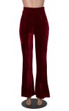 Women's collage gold velvet micro lapel pants High waist casual pants
