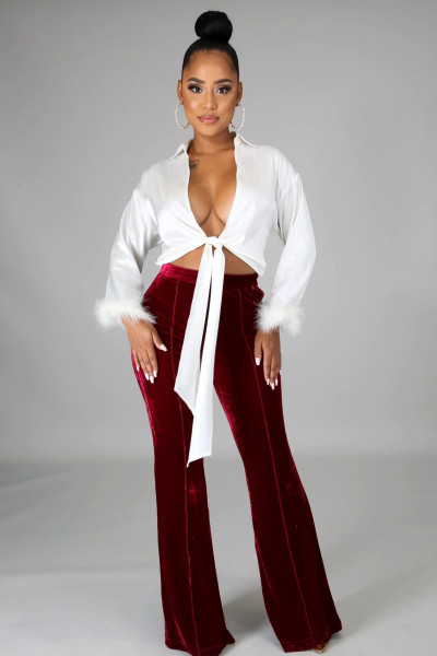 Women's collage gold velvet micro lapel pants High waist casual pants