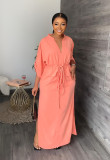 Loose waisted casual work dress with side slit summer commuter dress