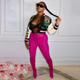 Woolen Bomber Full Position Printed Threaded Jacket