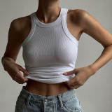 Pit Stripe Clean Color Sleeveless Spice Girl Underlay Versatile Casual Tank Top