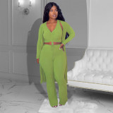 Pit strip solid color three piece suit