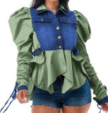 PATCHWORK DENIM TOP COAT