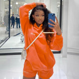 Sweater shorts suit Fashion sports LOGO long sleeve pullover hooded sweater two-piece set