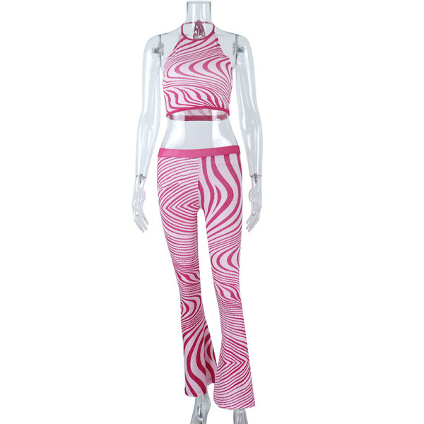 Fashion printed sleeveless vest trousers sportswear suit