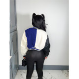 Color blocked embroidered baseball jacket, versatile casual jacket