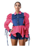PATCHWORK DENIM TOP COAT