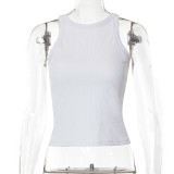 Pit Stripe Clean Color Sleeveless Spice Girl Underlay Versatile Casual Tank Top
