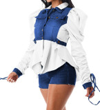 PATCHWORK DENIM TOP COAT