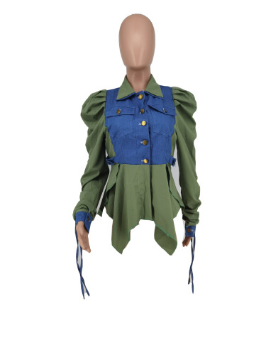 PATCHWORK DENIM TOP COAT