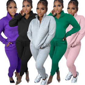 Autumn and winter plush pullover zipper fashionable casual sports suit NY8126