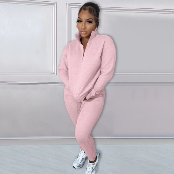 Autumn and winter plush pullover zipper fashionable casual sports suit NY8126
