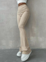 High waist slim casual trousers with micro horn High waist slim casual trousers with micro horn
