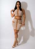 Digital positioning printing splicing thread fragrant short sleeve two-piece set