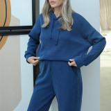 Loose oversize long sleeved hooded sweater sports casual pants two-piece set