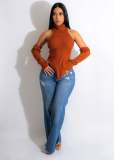 Simple knitwear high collar pullover sweater