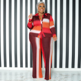Size Women's Long Sleeve Pants Fashion Print Casual Set
