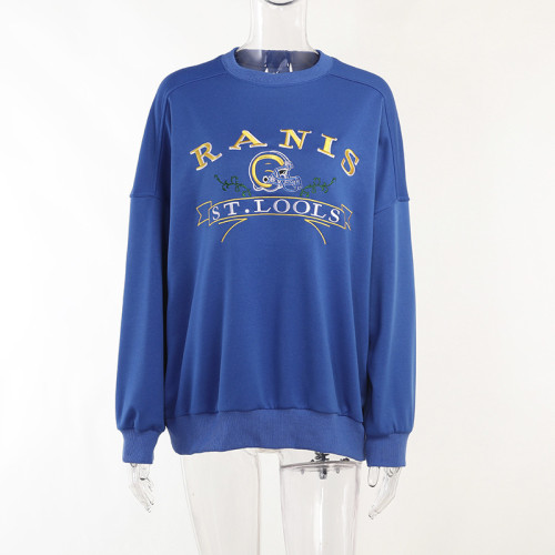 Versatile top fashionable embroidered pullover loose sweater