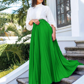 With belt pleated personality large skirt skirt skirt