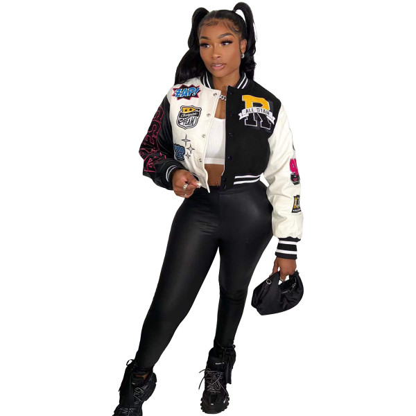 Positional printed press button panel threaded bomber suit