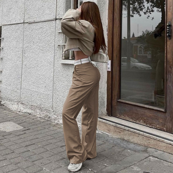 Solid Fashion Slim Casual Pants Popular Design Trailing Suit Pants