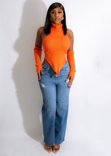Simple knitwear high collar pullover sweater