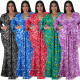Oversized women's long sleeved fishtail skirt hip print fashion dress