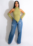 Simple knitwear high collar pullover sweater