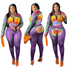 Temperament slim casual shirt trousers two-piece set