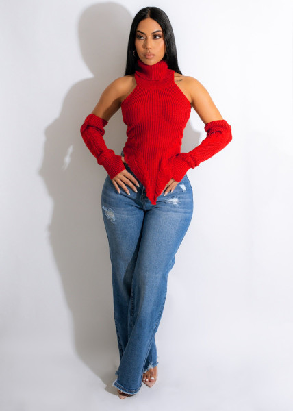 Simple knitwear high collar pullover sweater