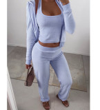 Women's winter new double-sided velvet vest three piece hood set