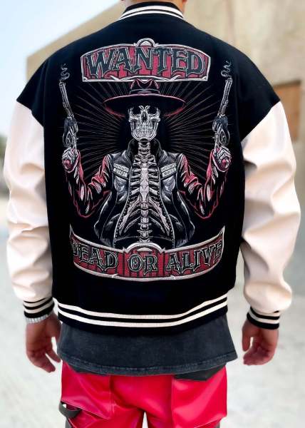 Autumn Fashion Print Thread Color Contrast Button Bomber Shirt